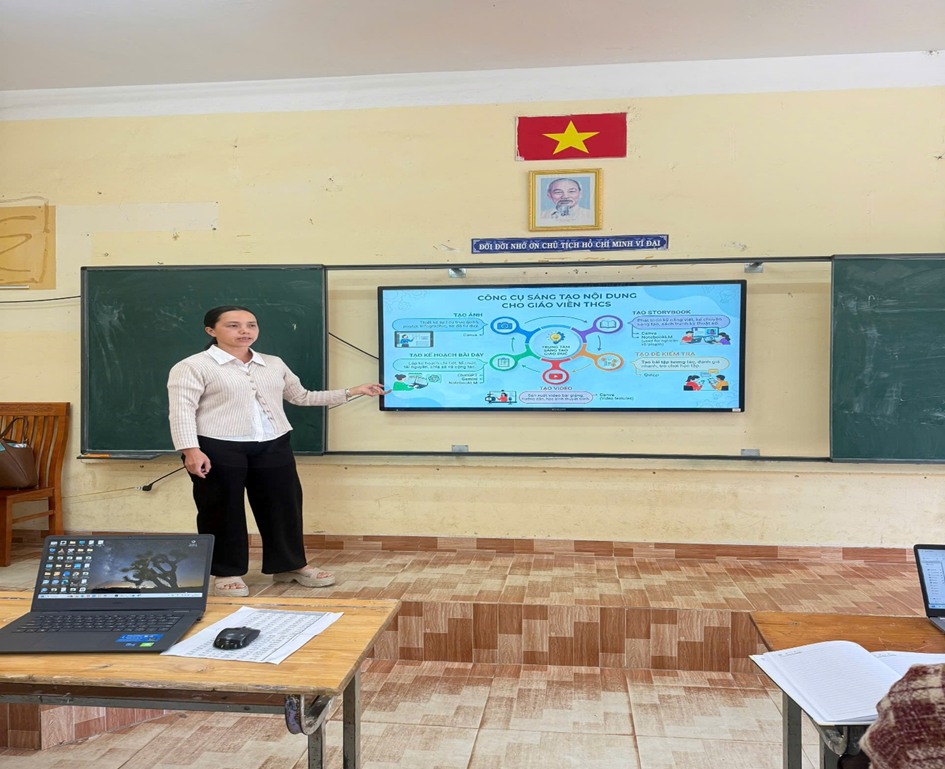 Hình ảnh: Giáo viên môn Toán thể hiện nội dung chuyên đề